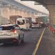 Lalu Lintas di Ruas Tol Jakarta-Cikampek (Japek) Tepatnya di Bekasi Arah Jakarta Mengalami